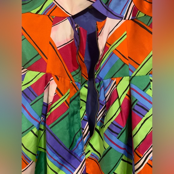 Anthropologie Leifsdottir Anthro Calliope Bright Abstract Plaid 100% Silk Dress - Picture 5 of 9